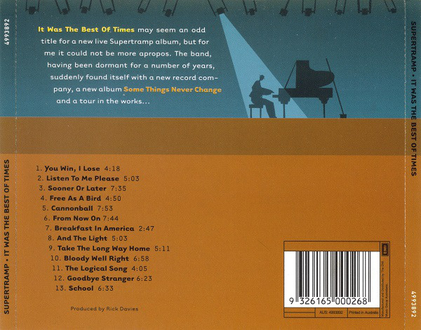 Supertramp  It Was The Best Of Times : Back